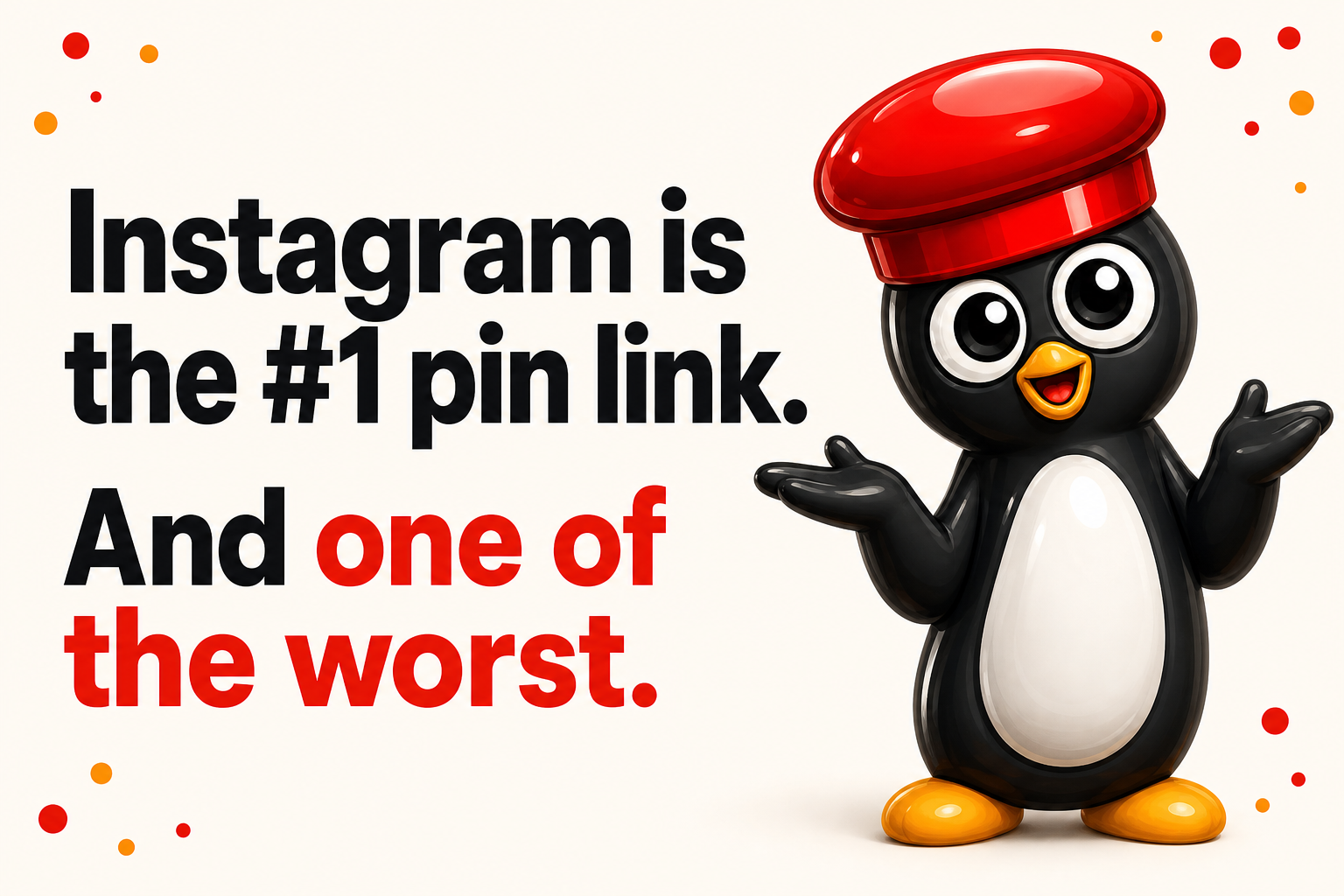 Illustrated research card: Instagram is the #1 pin link. And one of the worst.